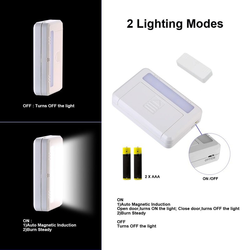 4 Pack Cordless Cabinet Lights, Door Open Activated Sensor Automatic