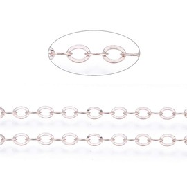 Beadthoven 16.4Ft Brass Cross Cable Chains Rose Gold Flat Oval Twisted Metal Necklaces Links Chains 3.5x3mm for Jewelry Making Bracelet Anklets Bag Accessories