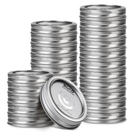 BGKD 48Pcs Rust-Proof Wide Mouth Mason Jar Lids and Rings, Canning Lids with Bands Wide Mouth for Ball or Kerr, Large Mouth Mason Jars lid
