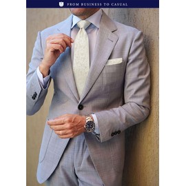 HISDERN HTP-02S Paisley Pattern Necktie Chief Set, Men's, Business, Wedding, After-party, Party, Gift, 29 Patterns, 18 cream yellow (floral pattern)