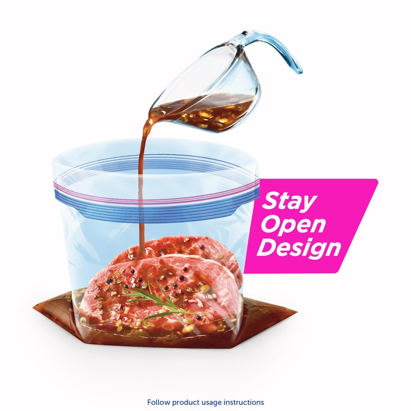Ziploc Gallon Food Storage Freezer Bags, New Stay Open Design