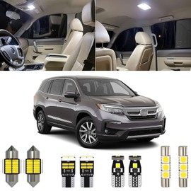 Xpismii 15 Piece 6000K White Pilot LED Interior Light Kit Package Replacement for Honda Pilot 2016 2017 2018 2019 2020 2021, with Placement Diagram and Install Tool