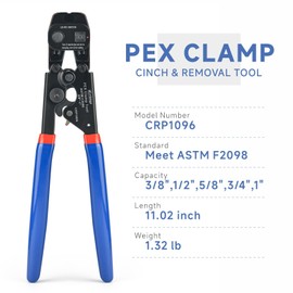 iCRIMP Ratchet PEX Cinch&Remove Tool for 3/8 to 1-inch Stainless Steel Clamps-work with ASTM F2098 and Non 2098 Single Ear Hose Clamps