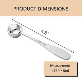 BERYLER 2PCS 1 Teaspoon(5 mL | 5 cc | 1/3 Tablespoon) Single Measuring Spoon, Stainless Steel Individual Measuring Scoop, Metal Measuring Spoons Only