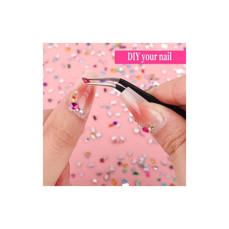 Dijes de diamantes de imitación coloridos con cristales multiforma 3D
