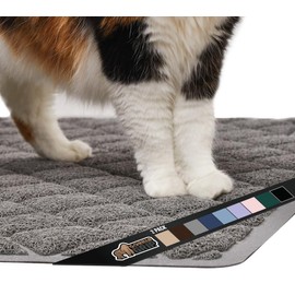 The Original Gorilla Grip Water Resistant Cat Litter Box Trapping Mat 2 Pack, Easy Clean, Textured Backing, Traps Mess for Cleaner Floors, Less Waste, Stays in Place for Cats, 24x17 Gray