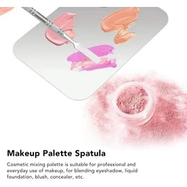 Jiawu Paleta de Mezcla de Maquillaje de Acero Inoxidable con Espátula para Mezclar y Difuminar Cosméticos 11,5x7,5 Cm Perfecta para Maquilladores