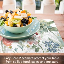 CounterArt Spring Meadow Floral 4 Pack Reversible Easy Care Flexible Plastic Placemat Made in The USA BPA Free Easily Wipes Clean
