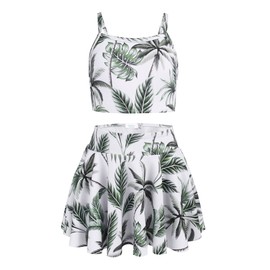 Arshiner Girls' 3-Piece Swimsuits Bikini Top Swimwear Blue/Pink Floral Beach Bathing Set Size 6t 7t