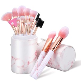 DUAIU Juego de Brochas de Maquillaje 16Pcs Pinceles de Maquillaje de Mármol Fundación Sombra de Ojos Corrector de Cejas Rubor de Cejas Juego de Brochas de Máscara Facial Con Caja de Regalo Herramienta