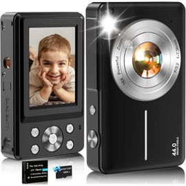 SPOWAY Cámara Digital, HD 1080P 44MP Vlogging Camera para Niños Videocámara, Zoom 16X Autofocus Compacto Portátil Mini Pocket Camera Regalos para Estudian