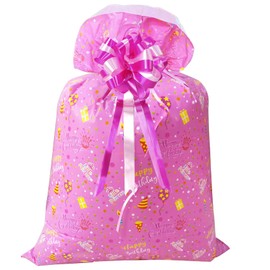 56× 36 Inches Jumbo Gift Bag for Birthday Gifts, Giant Plastic Birthday Gift Bag (Pink)