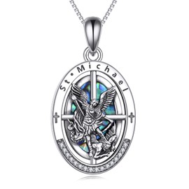 AXELUNA Saint Michael Necklace for Men Saint Medals 925 Sterling Silver Christopher Michael Medal Pendant Jewellery Gifts for Friends