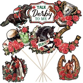 Relaxgiant 24 Pcs Derby Day Decorations Horse Racing Party Centerpiece Sticks for Kentucky Table Derby Horse Sticks Supplies