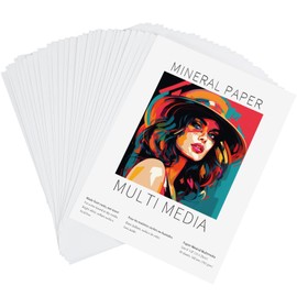 MotiMind 30 Sheets Mineral Stone Paper 11 x 14 Inches (192gsm) Unbound Blank White Sketchbook Mineral Paper for Alcohol Ink, Alcohol Ink Markers, Watercolor