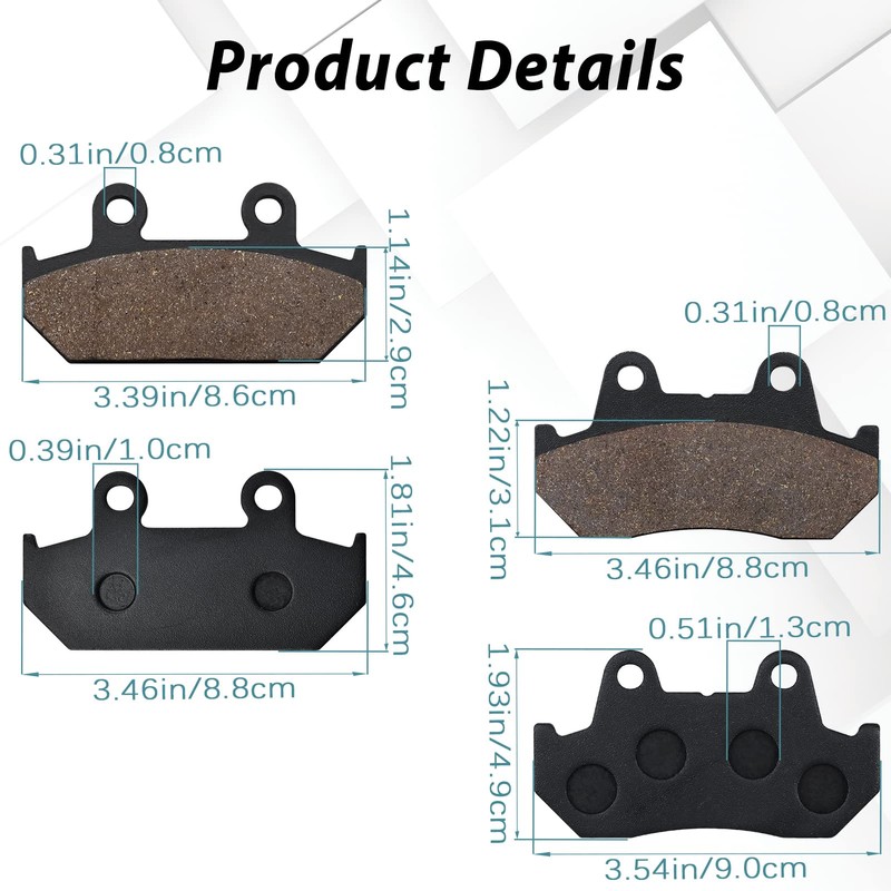 SOLLON Front and Rear Brake Pads for Honda 1500 GL1500