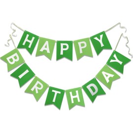 Lumjoy Green Happy Birthday Banner – Greenery Theme Party Bunting Supplies, 13pcs Signs for Garland Nursery Hanging Decoration