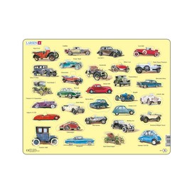 Larsen AK1 Beginner Puzzle: Automobiles, 30 Piece Boxless Tray & Frame Jigsaw Puzzle