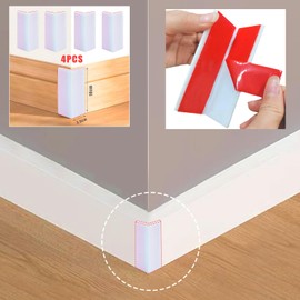 Self Adhesive Baseboard Corner Blocks, Thickened Rubber Corners Protectors Guards Trim for Wall,Furniture, Edge(White, 4PCS)