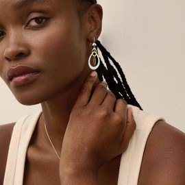 MYCUTEY Two Tone Dangle Earrings for Women Gold and Silver Hoop Dangling Earring Statement Boho Earrings Mixed Metal Jewelry