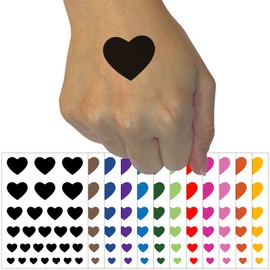 Heart Solid Temporary Tattoo Water Resistant Fake Body Art Set Collection - Purple (One Sheet)