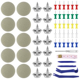65 Piece Roof Liner Repair Set, Car Roof Liner Repair Button, Car Roof Liner Repair Rivets, with Pins Screwdriver Tape Measure for Majority Cars, Roof Canopy Fabric, Grey
