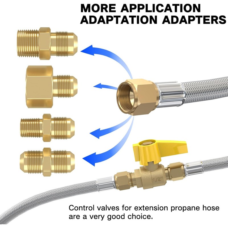 20Ft High Pressure Braided Propane Hose Extension with Fittings -Conversion