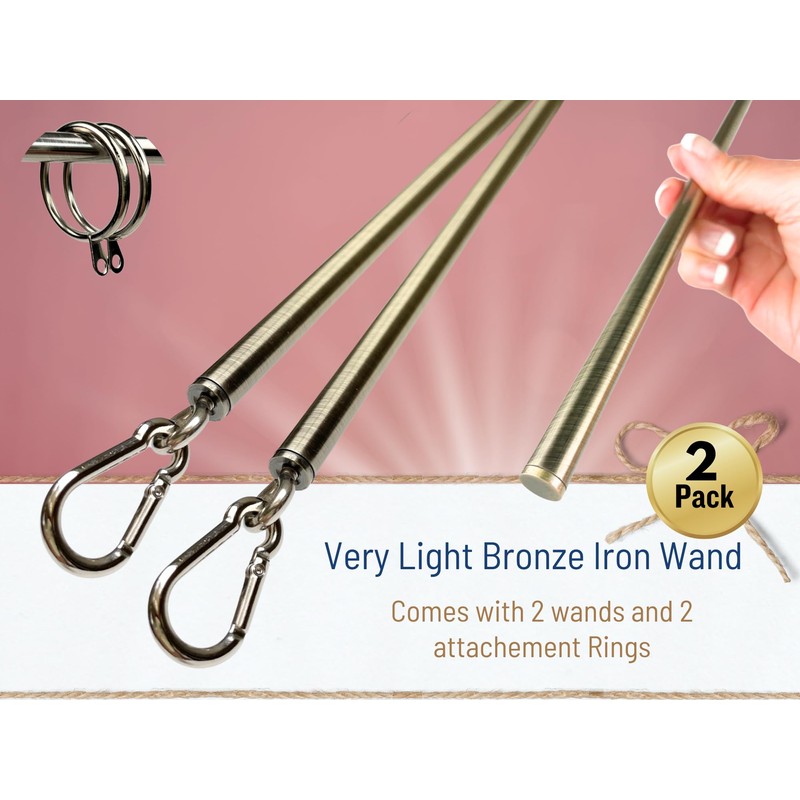OooWow 46 inch (2 Pack) Light Bronze Iron Curtain Pull