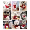 SUNTRADE Christmas Pet Scarf Red Knit Scarves with White Pompom