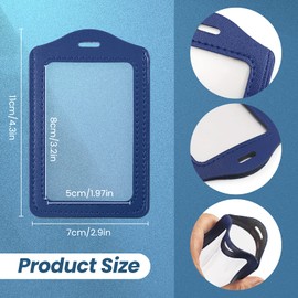 WSERE 5 Pieces PU Leather ID Card Badge Holder, Vertical Style Work Permit Name Credit Card Case, High Transparency and Reliable Protection, Black