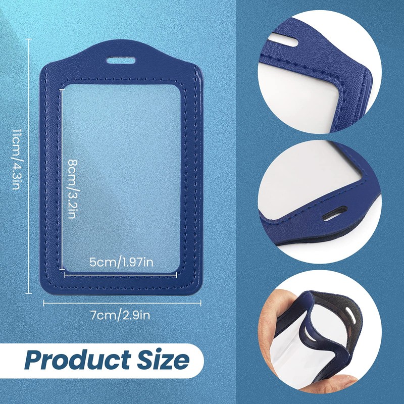 WSERE 5 Pieces PU Leather ID Card Badge Holder, Vertical