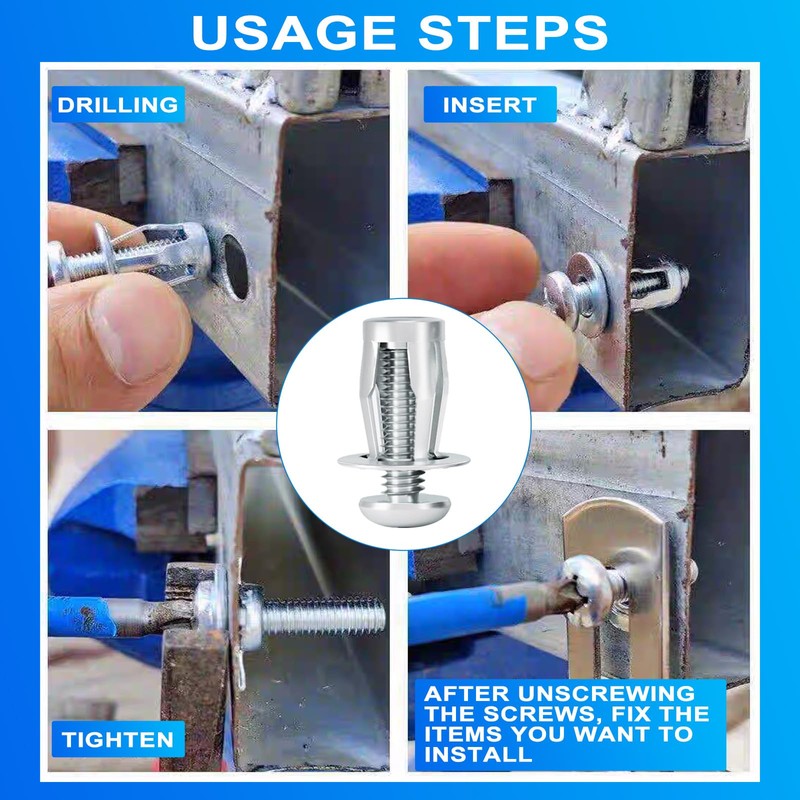 Heavy Duty Hollow Wall Anchor Jack Nuts, Zinc Plated Steel,
