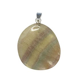 KRIO Fluorit Scheibenstein Therapiestein als Anhänger mit Silberöse