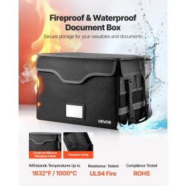 VEVOR Fireproof Document Box 1832 ℉ Fireproof & Waterproof File Box with Lock