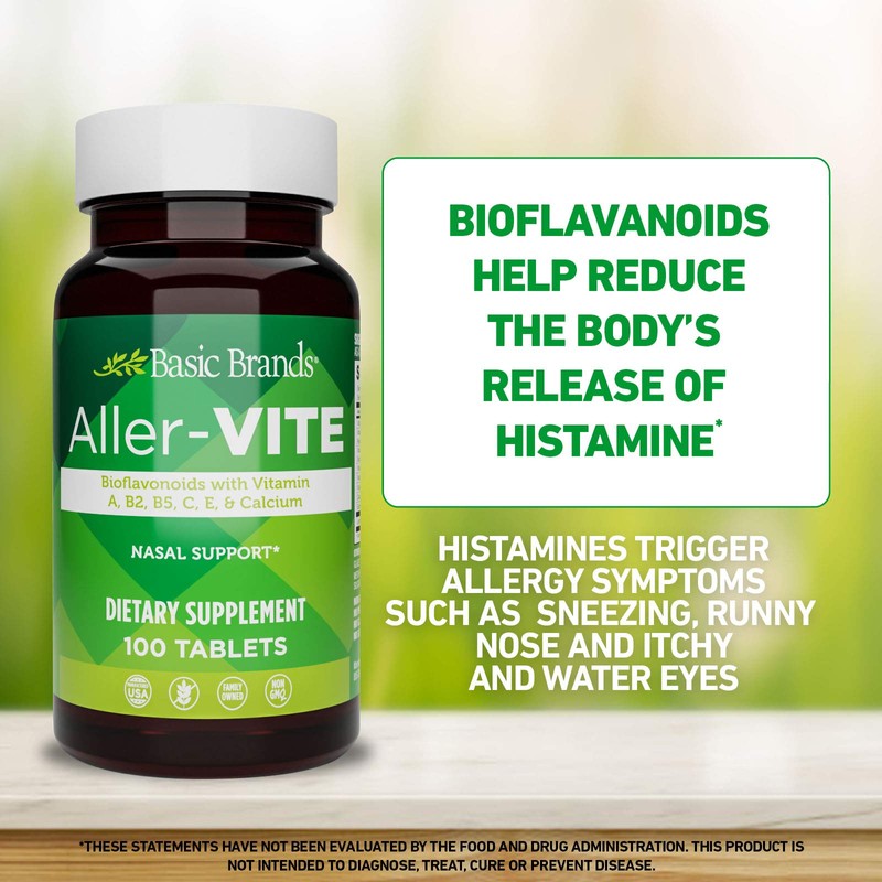 Basic Organics Aller-Vite Nasal Support, Bioflavanoids, Relieves Itchy Eyes, Nose