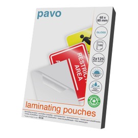 PAVO Premium 250 Micron Office 65 x 95mm Laminating Pouches - Glossy (Pack of 100)