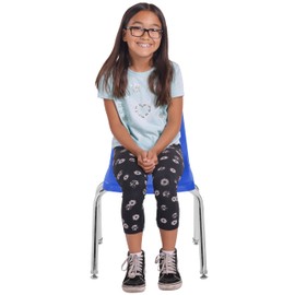 FDP 14" School Stack Chair, Stacking Student Seat with Chromed Steel Legs and Swivel Glides; for Classroom, Homeschool or Learning Space - Blue (2-Pack), 13048-BL