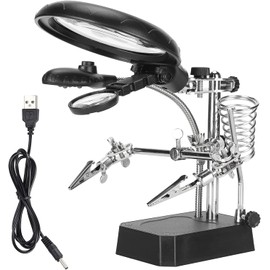 Hztyyier Lupa LED de Escritorio con Luz y Soporte de Clip Ajustable
