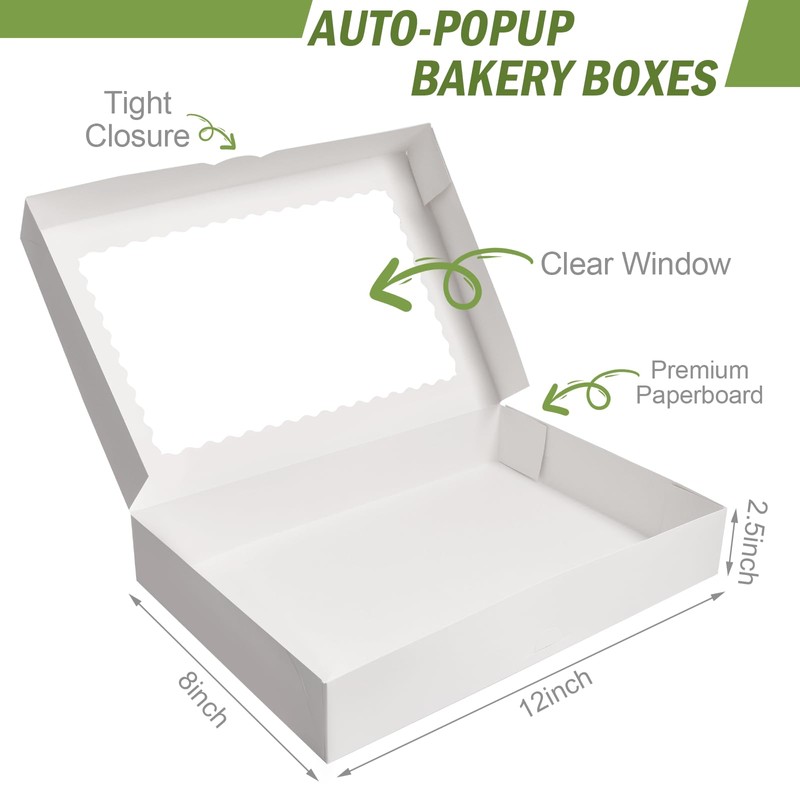 Rarapop 25 Pack Large Cookie Boxes with Window, 16x11x2.5 Inches