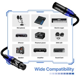 EBXYA XLR Cables, 3 Feet 6-Pack XLR Male to Female Microphone Cable, 3-Pin Balanced XLR Speaker Cable, Multi-Colored Mic Cord for Mic Mixer, Speaker Systems, Radio Station, Podcast