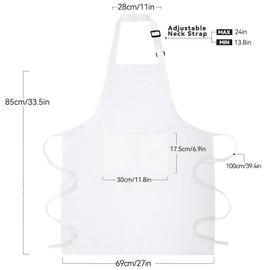 Cardkiss Chef Apron for Men and Women, Water & Oil Resistant Cooking Kitchen Aprons for Women with 2 Pockets, 3 Color option(White)