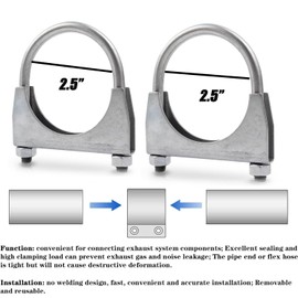Vechkom 3 inch Exhaust Clamps,Muffler Clamps Rustproof 3" Exhaust Pipe Diameter, Silver Saddle Style 3 inch U Bolt Clamp 2PCS