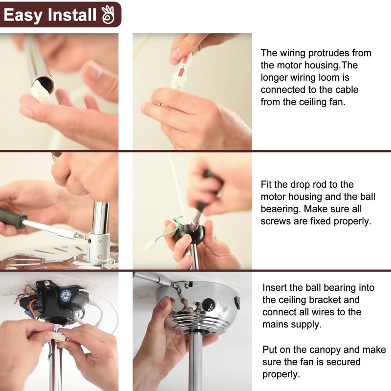FEHEED 6 Inch Ceiling Fan Downrod, 1" Diameter White Ceiling