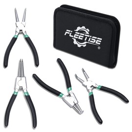 7" inch Circlip Pliers Set 4pcs Heavy Duty Internal/External Snap Ring C Clip Pliers Kit for Ring Remover Retaining and Remove Hoses, Storage Case Included