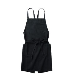 Lep 500026 Habitual Sol Apron, Black, Plain, Length 28.7 inches (73 cm), Width 33.1 inches (84 cm), Pockets, 100% Cotton, Machine Washable, Women's, Men's, Shoulder Tie, Stylish, Cute, Kitchen,