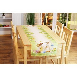 KAMACA Runner playful rabbits high-quality print motif with cute bunnies and butterflies, a piece of jewellery on every table in spring Easter (table runner 40 x 140 cm).