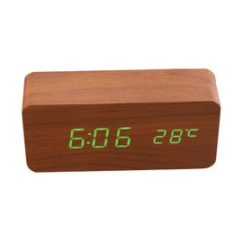 Wooden LED Digital Alarm Clock Multifunctional USB Power Table Clock Clock with Temperature Display for Home Office (#1)