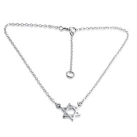 AZAGGI 925 Sterling Silver Anklet Star of David Pendant Ankle Foot Chain Ankle Bracelet Charm Jewish Religious Symbol
