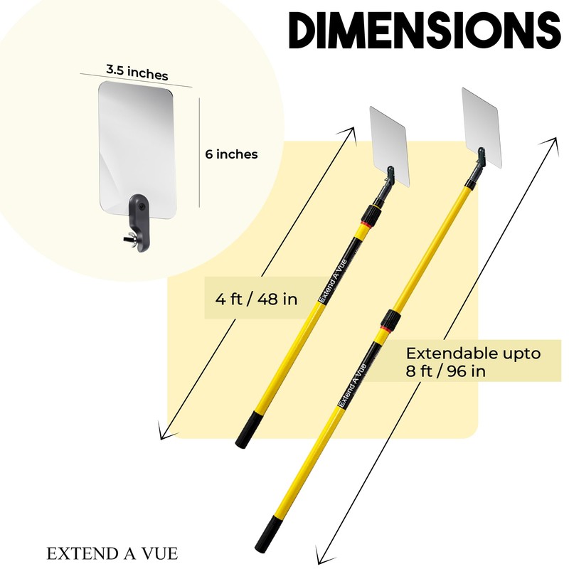 Extend A Vue Telescoping Inspection Mirror - Standard Fiberglass, Lightweight