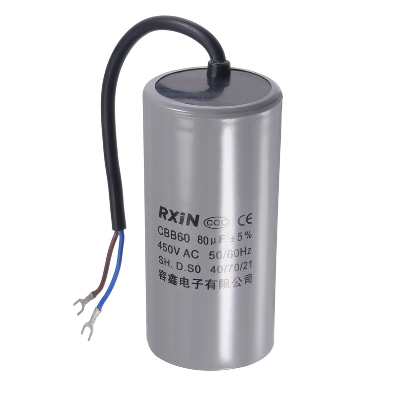 uxcell CBB60 Run Capacitor 80uF 450V AC 2 Wires 50/60Hz